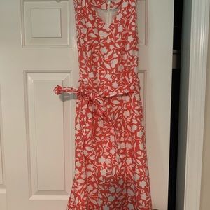 Boden Sundress with Tie: Orange and White Print.